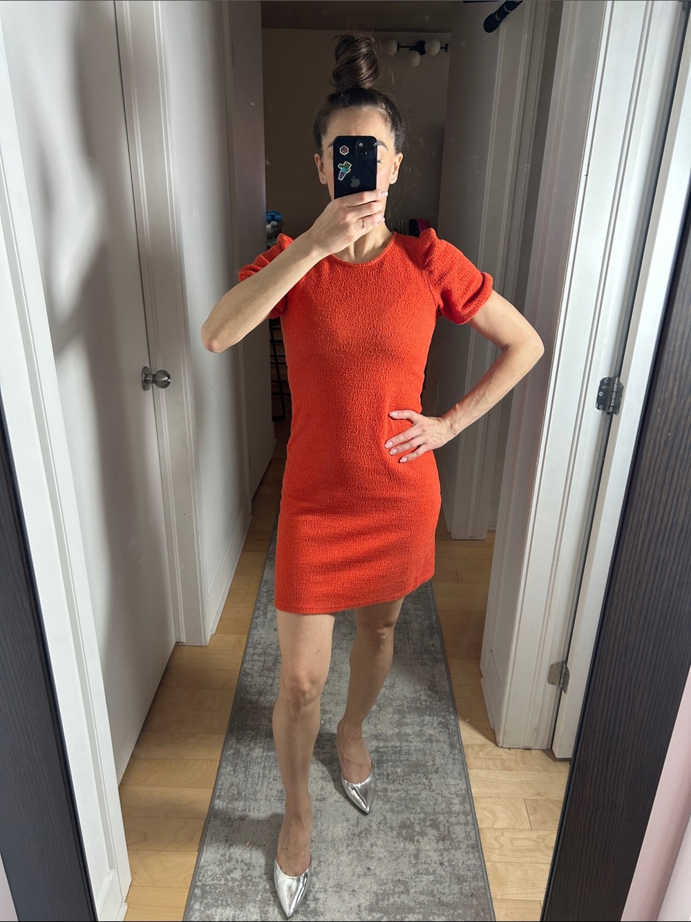 Zara Burnt Orange Textured Dress | Size Small